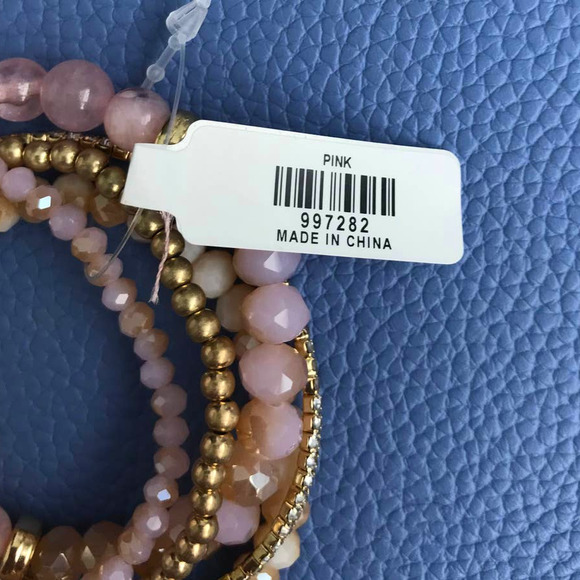 Francesca's Barbara Rose Quartz Tassel Bracelet Set Pink - Picture 4 of 6